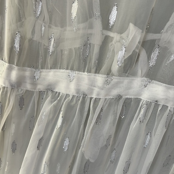 Express White Tie Front Cover Up with Silver Accents - Picture 8 of 8